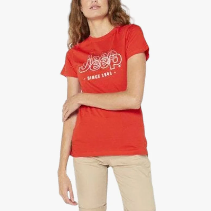 Jeep Womens Applique Short Sleeve Tee Crimson