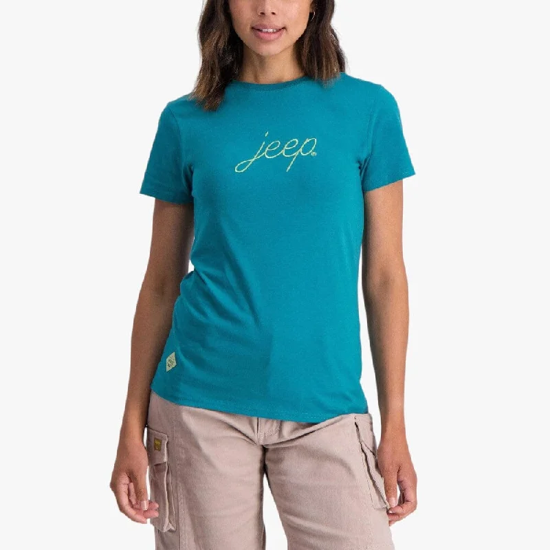 Jeep Womens Applique Short Sleeve Tee Turquoise