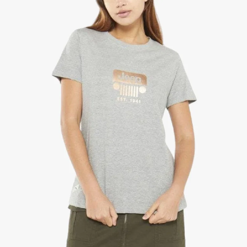 Jeep Womens Foil Grill Short Sleeve Tee Grey Mel