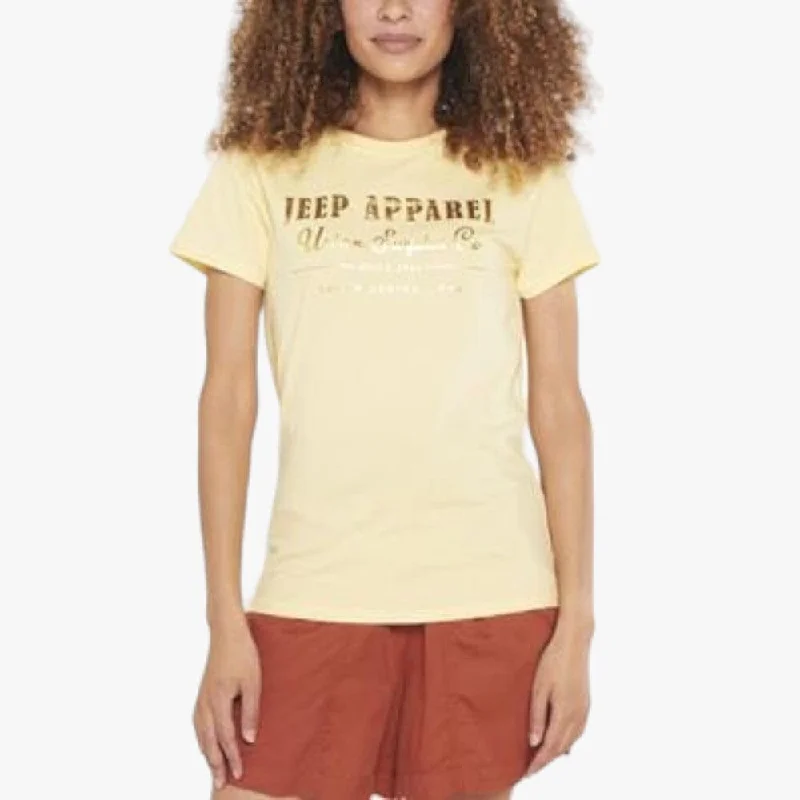 Jeep Womens Logo Foil Short Sleeve Tee Pale Banana