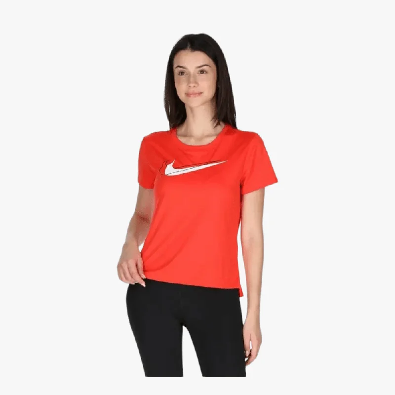 Nike Womens Dri-Fit Swoosh Run Short Sleeve Top Red