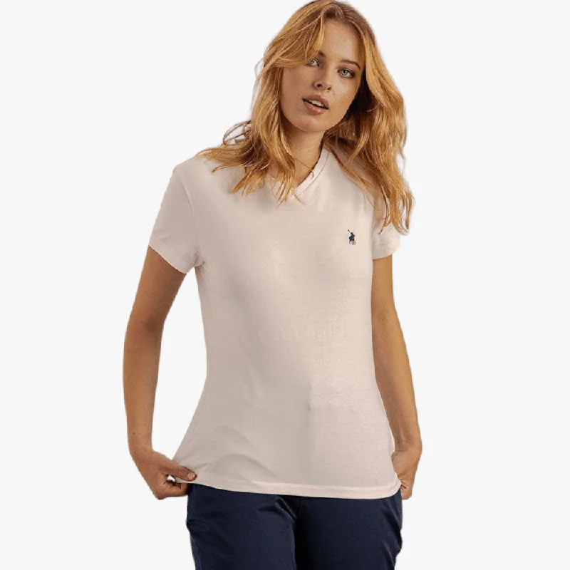 Polo Womens  Kelly V-Neck Stretch Short Sleeve Tee White