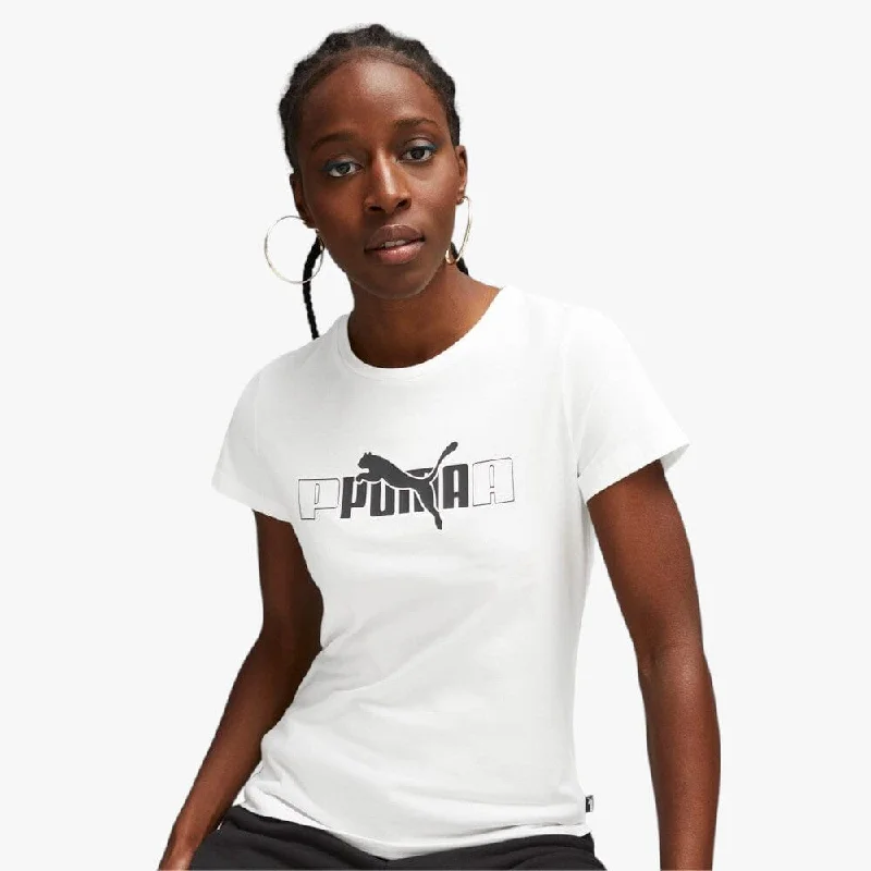 Puma Womens Ess+ Logo Lab Short Sleeve Tee White