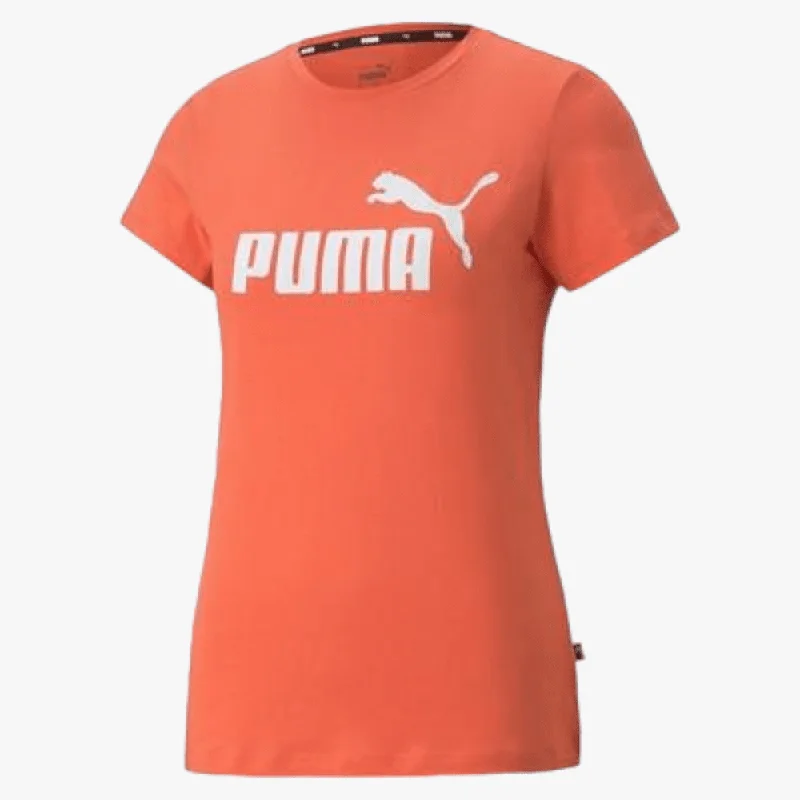 Puma Womens Ess Logo Short Sleeve Tee Salmon