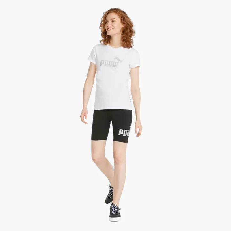 Puma Womens Ess+ Metallic Logo Short Sleeve Tee White