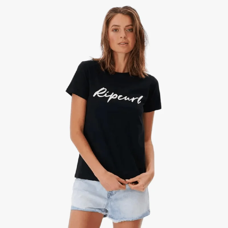 Ripcurl Womens Script Standard Short Sleeve Tee Black