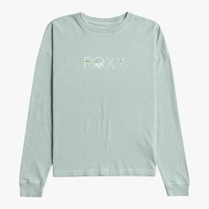 Roxy Womens Sparkle Evening Rainbow Foil Long Sleeve Tee Blue Surf