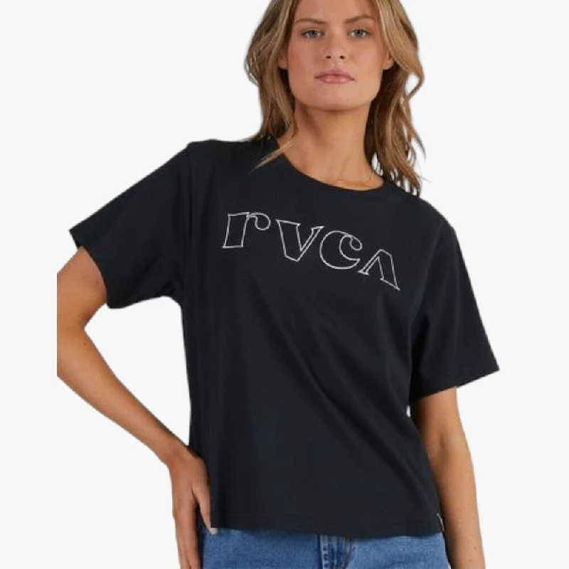 Rvca Womens  Big Rvca Keyline Long Sleeve Tee Vintage Black