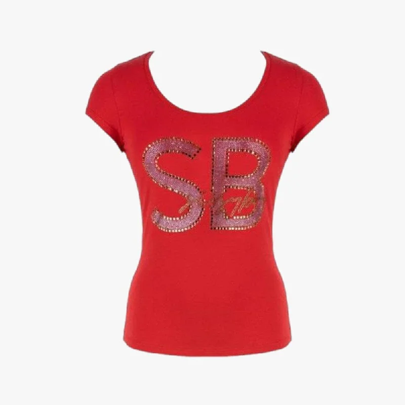 Sissy Boy Womens Logo Short Cap Sleeve Top Red