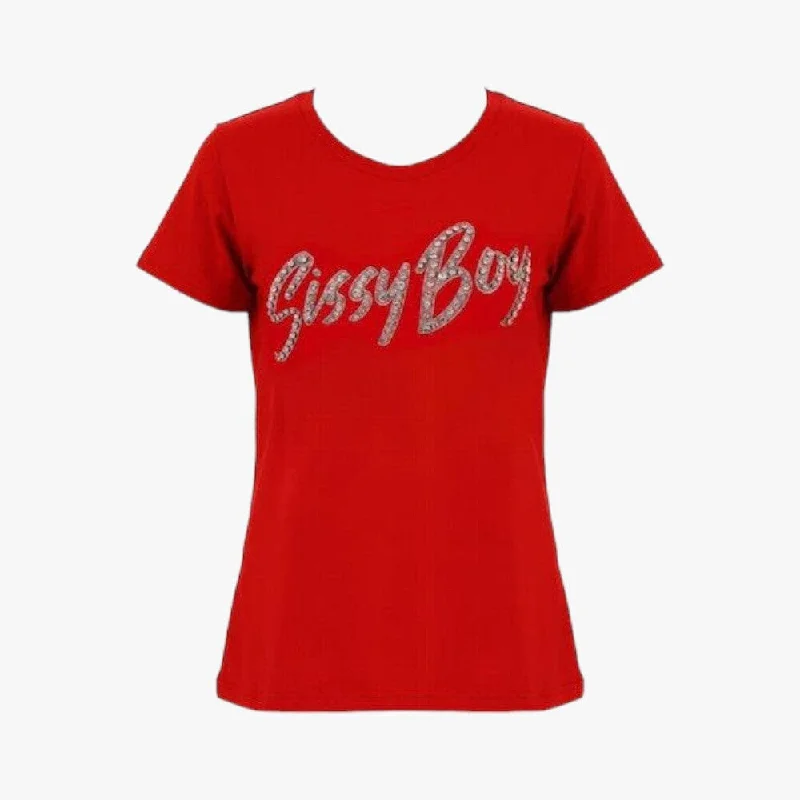 Sissy Boy Womens Regular Fit Short Sleeve Top Red