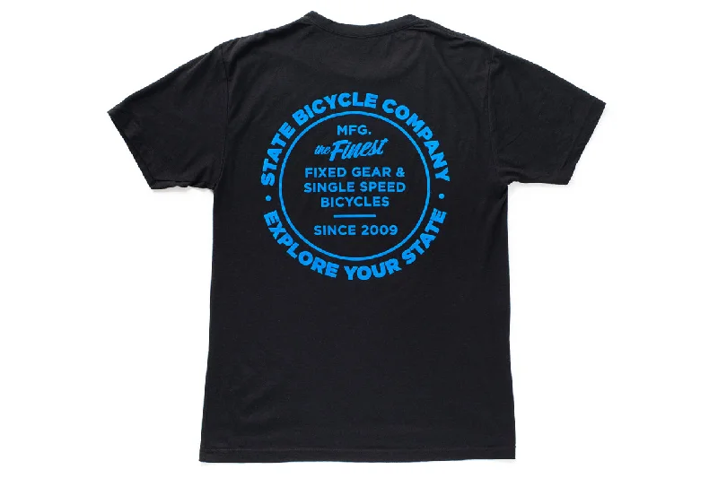 State Bicycle Co. - "Manufacturing The Finest" - Premium T-Shirt (Black / Blue)