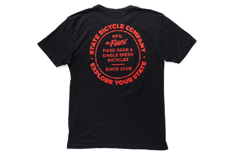 State Bicycle Co. - "Manufacturing The Finest" - Premium T-Shirt (Black / Red)