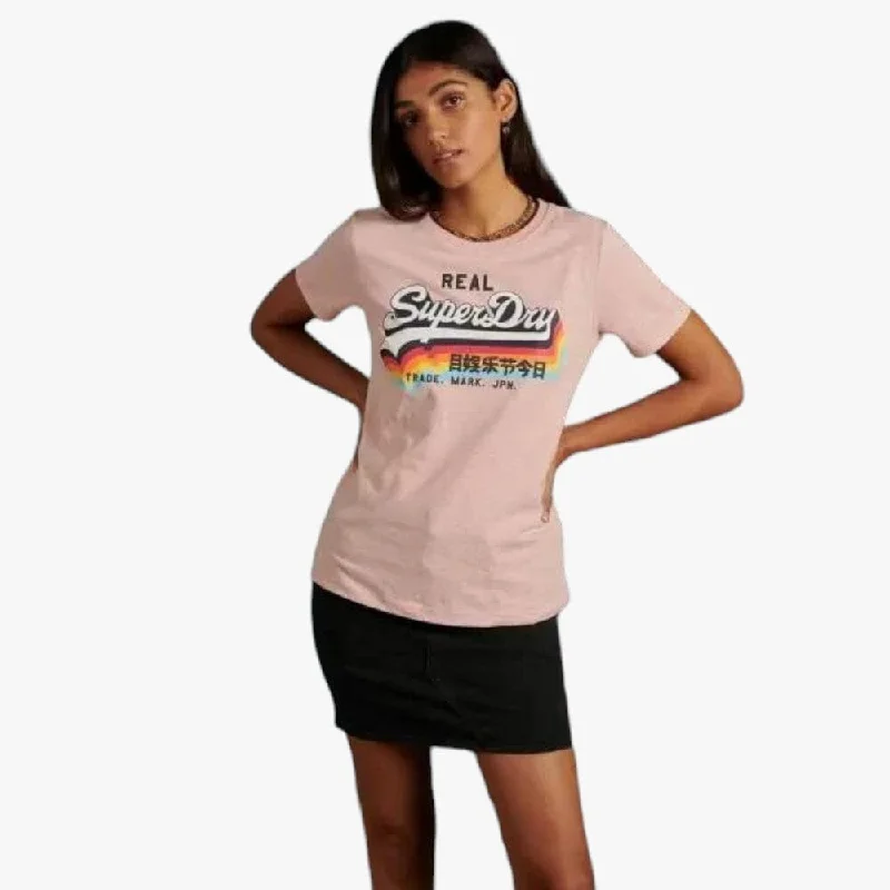 Superdry Womens Vl Short Sleeve Tee Shell Pink