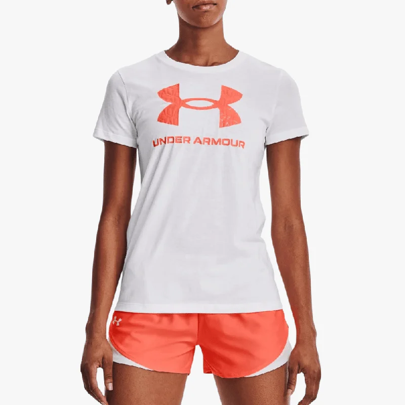 Under Armour Womens Sportstyle Graphic Short Sleeve 107 White Orange