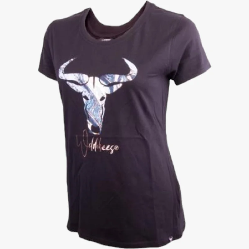 Wildebees Womens Marble Logo Tee Black