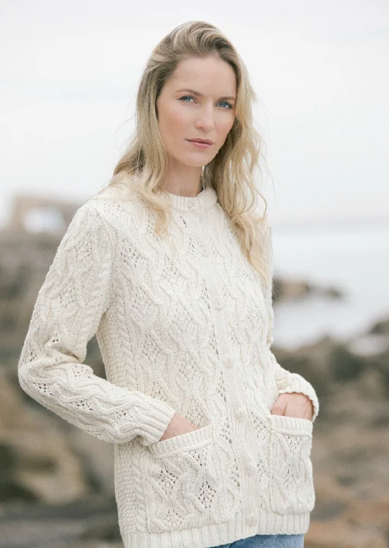 Aran Lace Style Lumber Cardigan | Natural