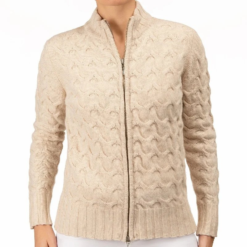 Cable Knit Cardigan in Beige