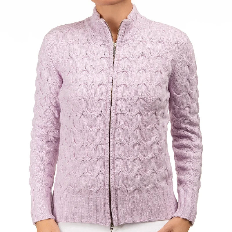 Cable Knit Cardigan in Lilac