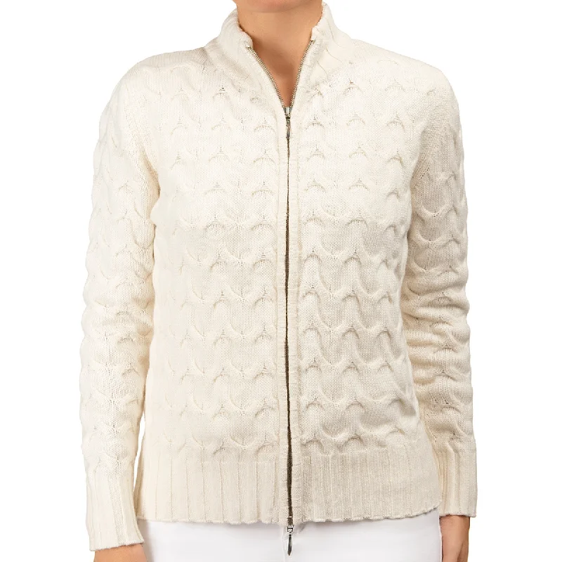 Cable Knit Cardigan in White