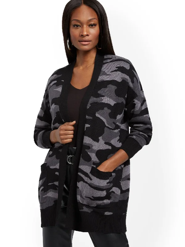 Camouflage-Print Cardigan