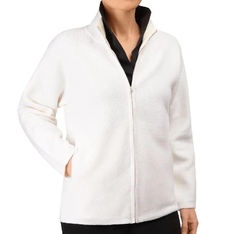 Cashmere & Wool Zip Cardigan in White