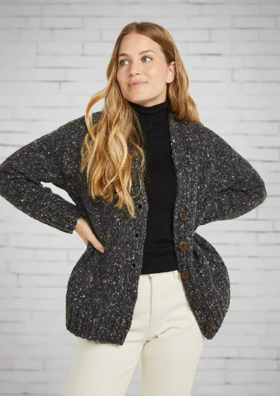 Ladies' Donegal Cardigan with Side Pockets | Charcoal