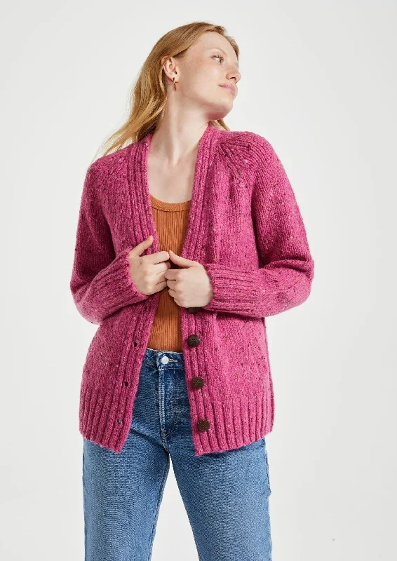 Ladies' Donegal Cardigan with Side Pockets | Pink