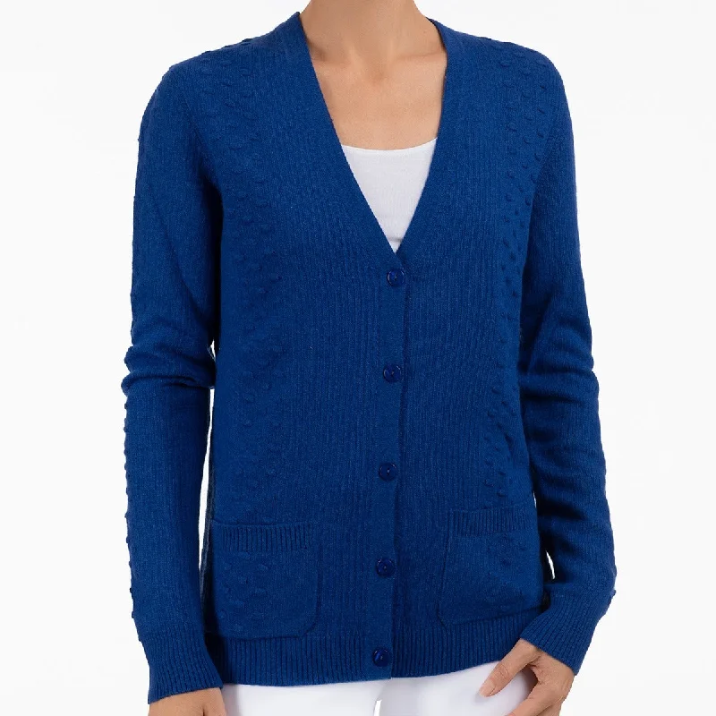 Pom Pom Cardigan in Sapphire