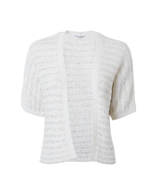 Women Olimpo Open Tweed Cardigan In White