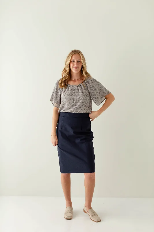 'Anna' Pencil Skirt in Navy