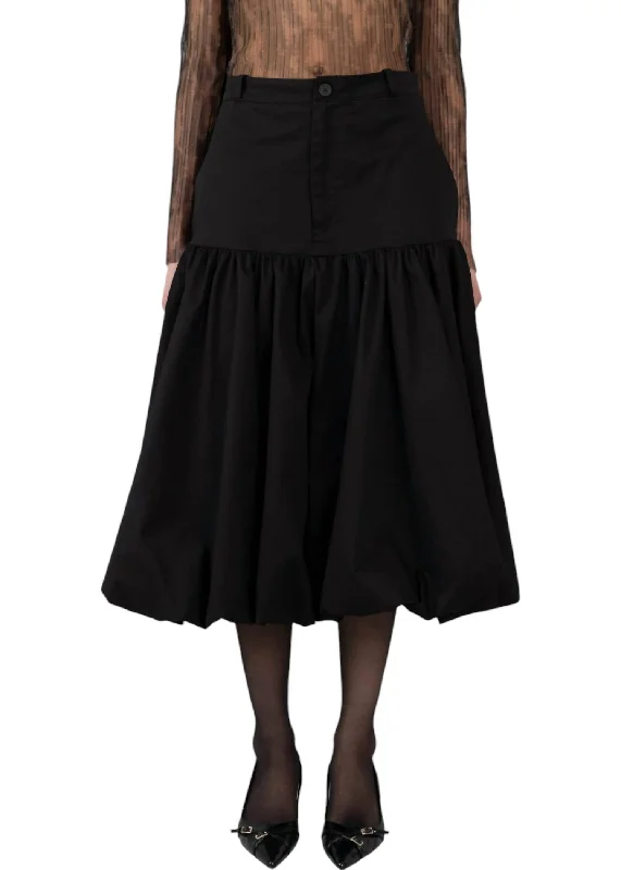 Balloon Midi Skirt In Black