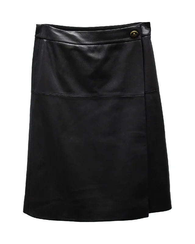 Coach Wrap Skirt in Black Lambskin Leather