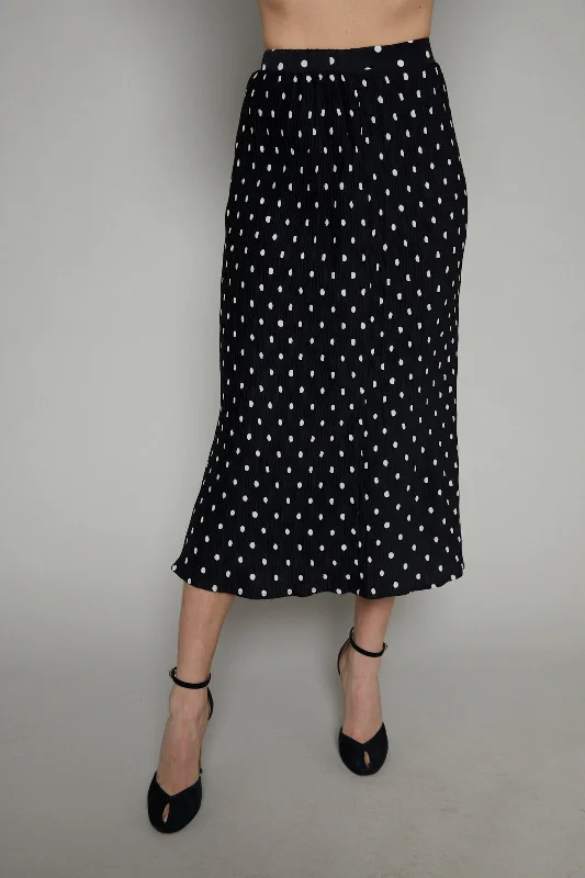 Cora Pleated Polka Dot Slip Skirt