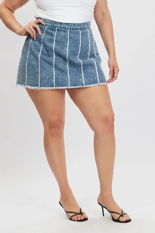 Denim Frayed Denim Mini Skirt