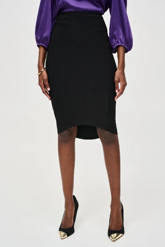 Joseph Ribkoff Black High Waist High-Low Pencil Skirt 243245