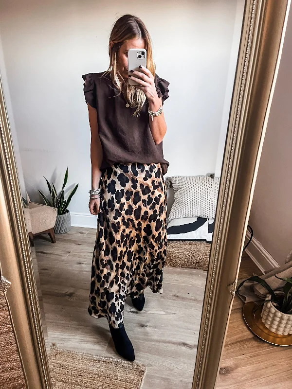 Leopard Print Satin Skirt