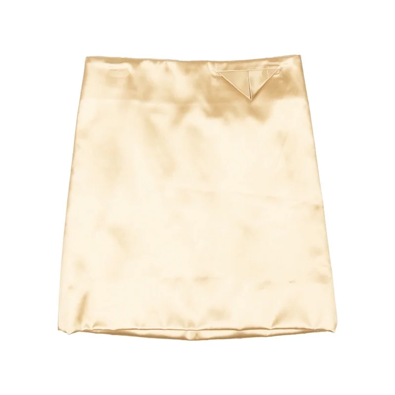 NWT BOTTEGA VENETA Champagne Straight Satin Mini Skirt