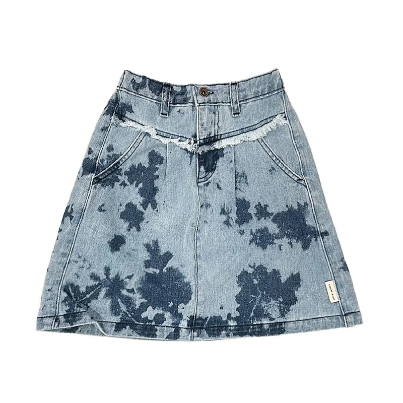 Piupiuchick  Blue Tie Dye Denim Knee-Lenght Skirt