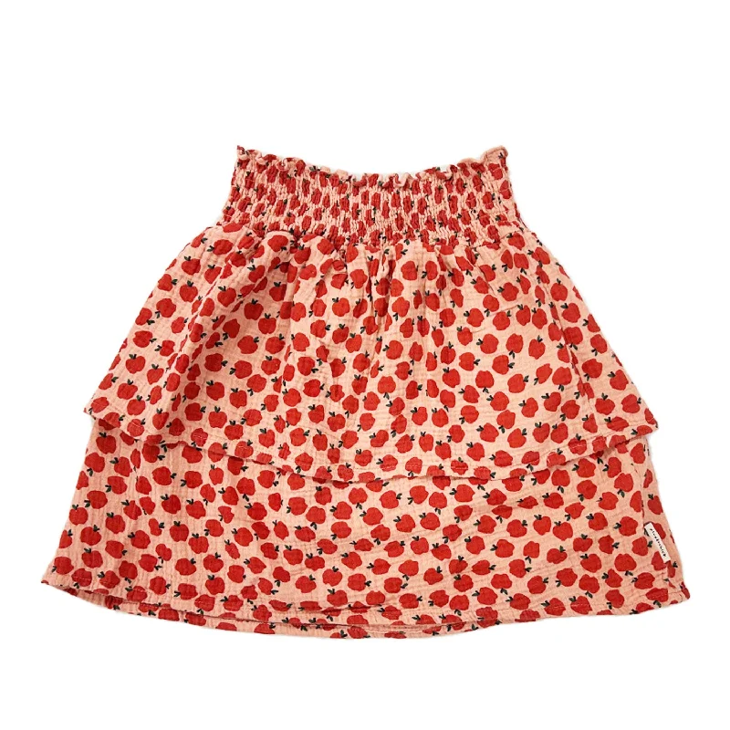 Piupiuchick Pink W/ Red Apples Knee-Lenght Skirt