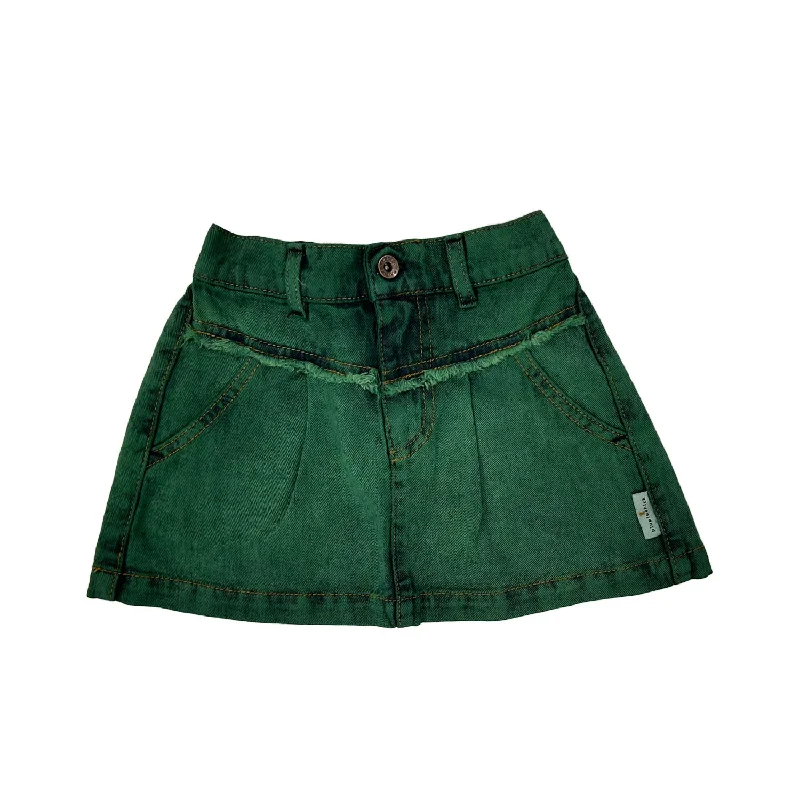 Piupiuchick Washed Green Denim  Knee-Lenght Skirt