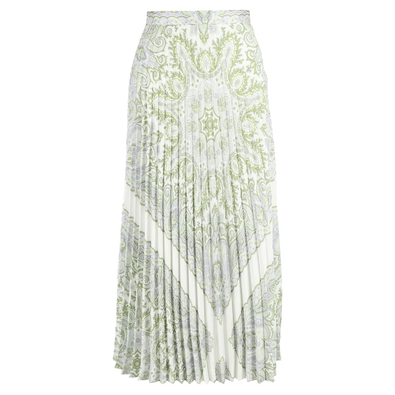 Sandro Paris Pleated Print Midi Skirt in Multicolor Viscose