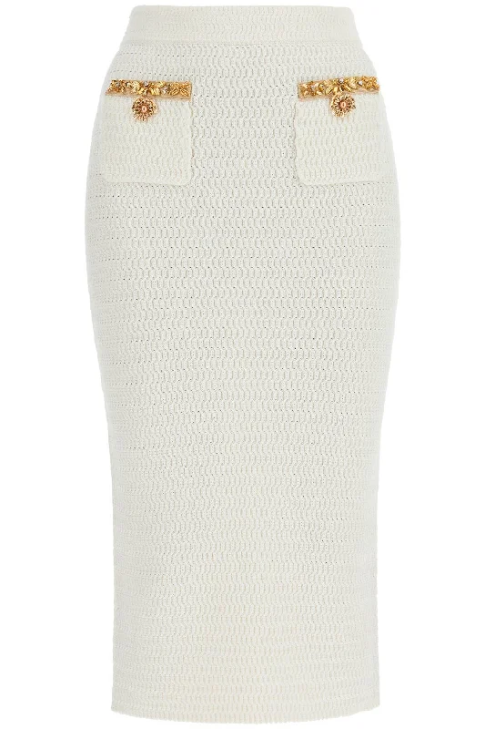 Self Portrait Women's 'Knitted Lurex Midi Skirt