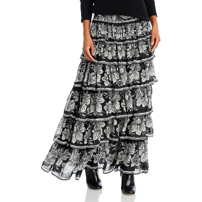 Womens Aymmetrical Tiered Asymmetrical Skirt