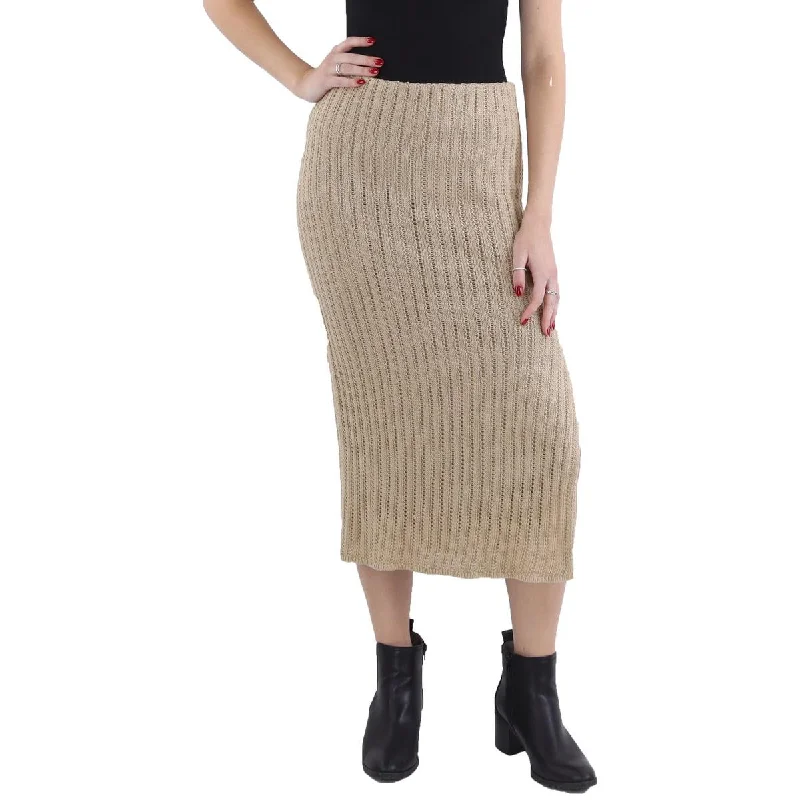 Womens Linen Side Slit Pencil Skirt