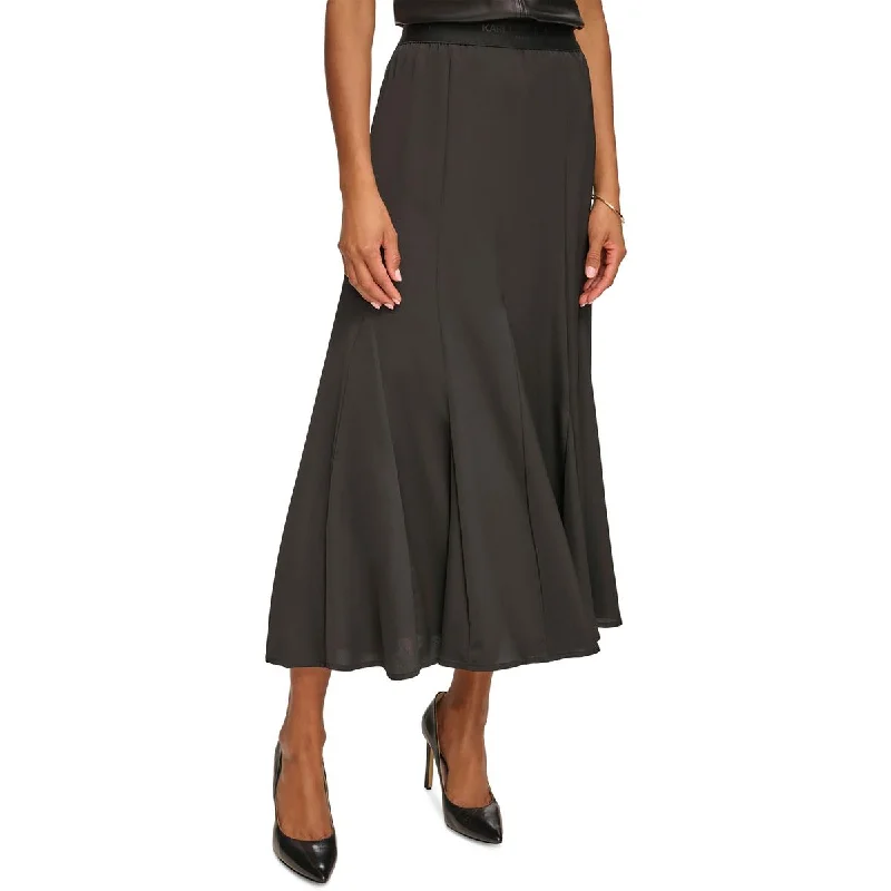 Womens Logo Mid Calf A-Line Skirt