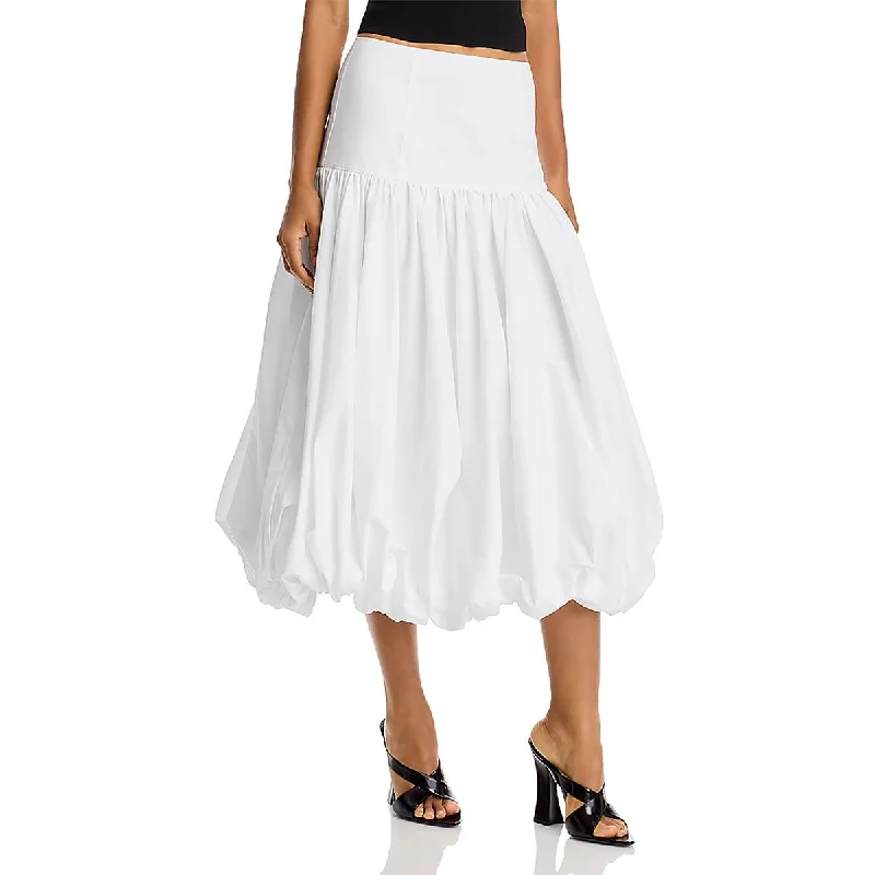 Womens Ruffled Casual Midi Skirt