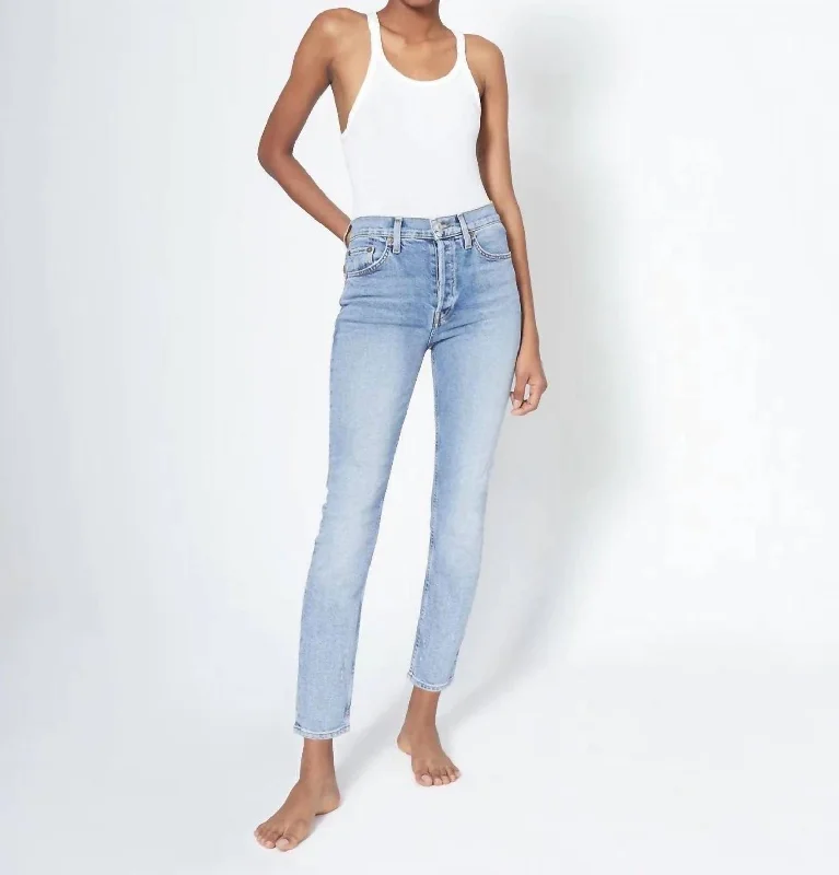 90's High Rise Ankle Crop Jean In Mid 90's