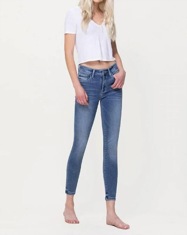 Viv Mid Rise Crop Skinny Jean In Medium Wash