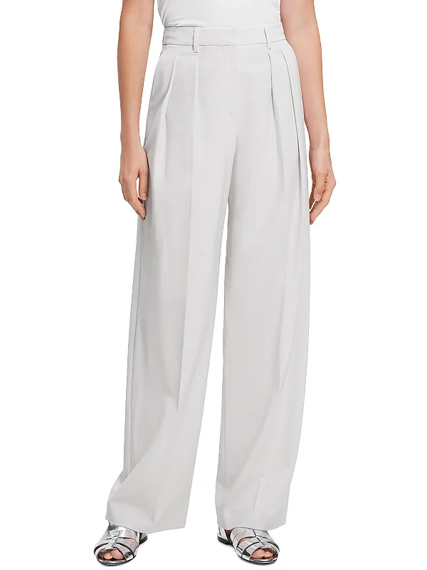 Womens High Rise Pleated Wide Leg Pants