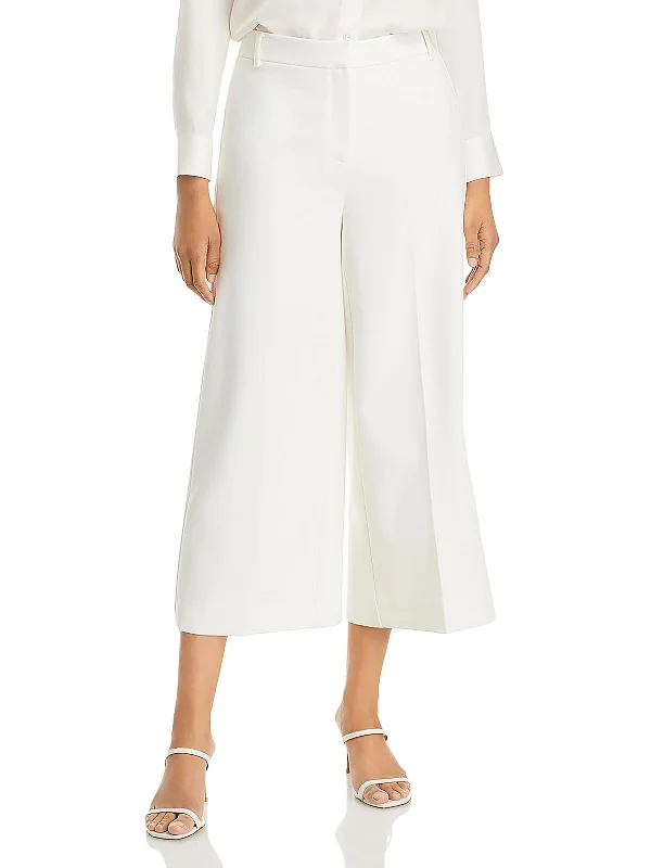 Womens High Rise Solid Wide Leg Pants